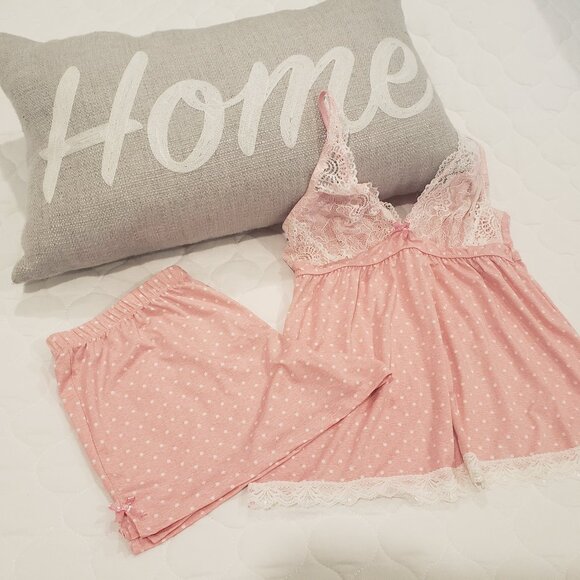 NWOT Adorable Marilyn Monroe Babydoll set Pajamas shorts Cami Pink M - Picture 2 of 6